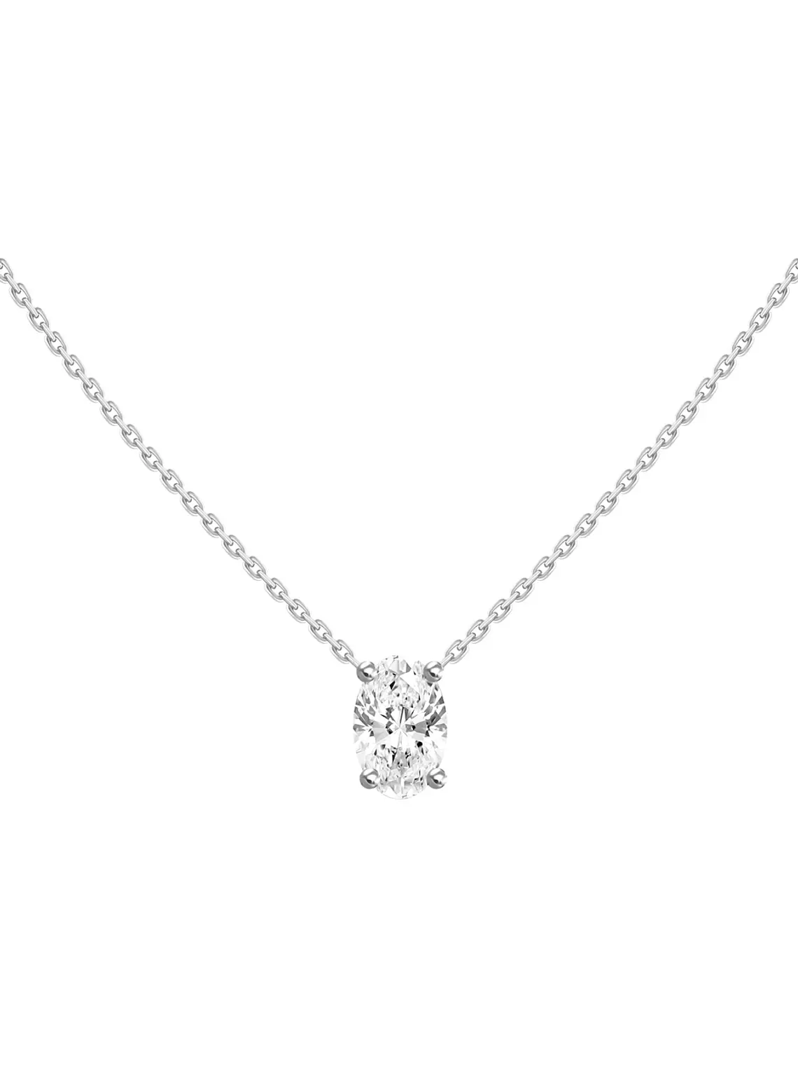 Collar Punto de Luz Diamante Ovalado Flotante en Oro Blanco 18K 1