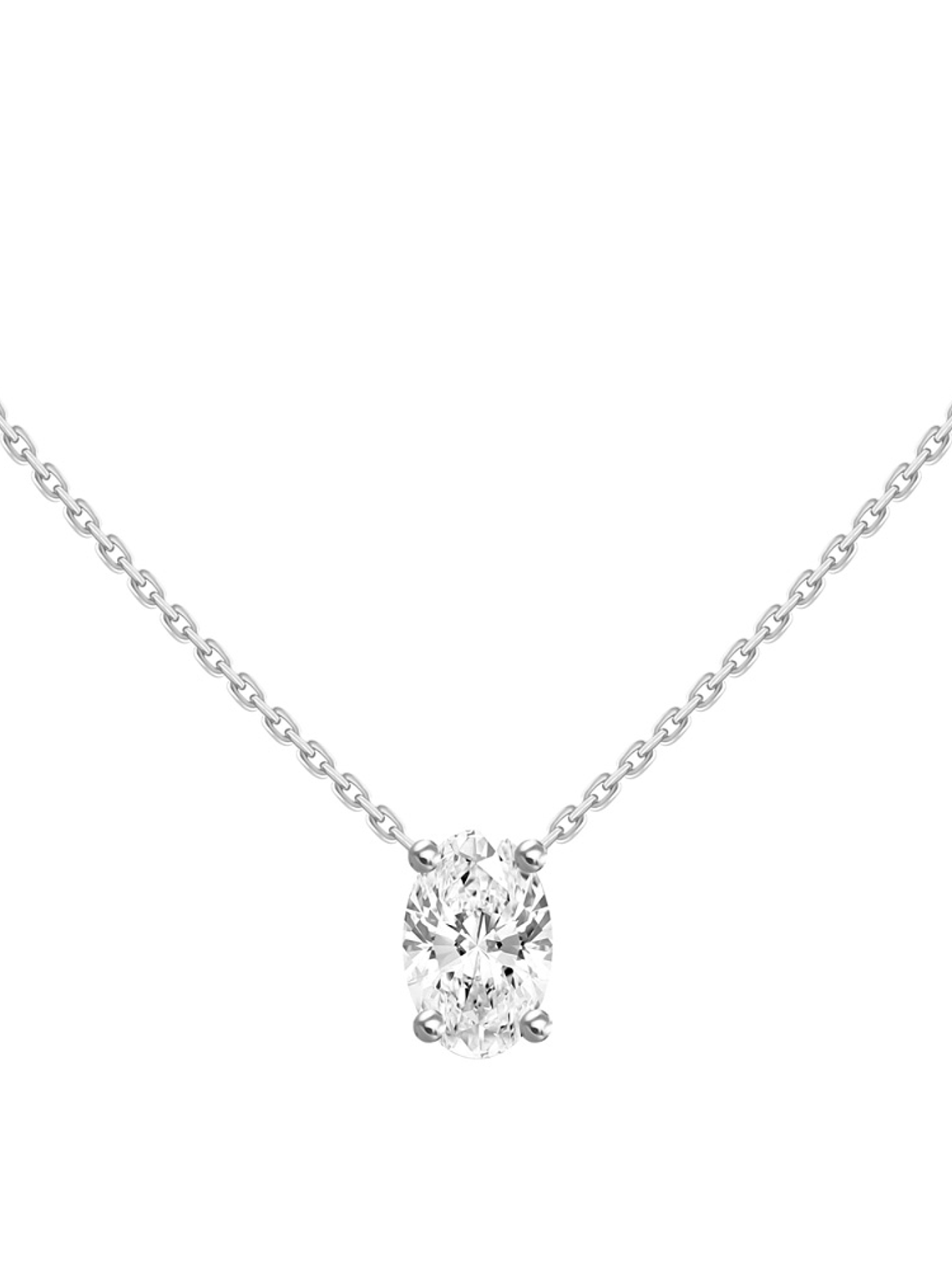 Collar Punto de Luz Diamante Ovalado Flotante en Oro Blanco 18K 1