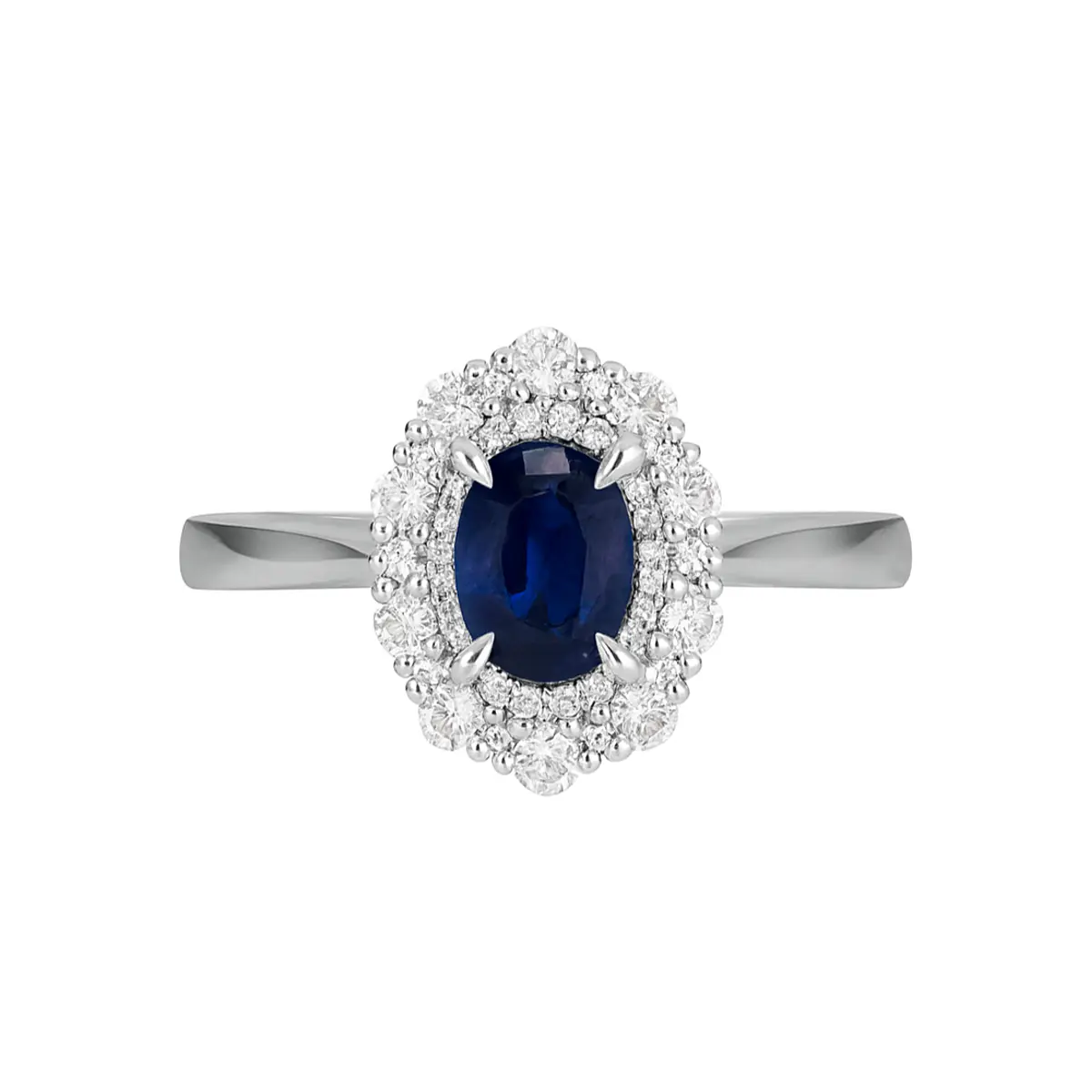 Anillo Dama Diseño Corazón Circón Azul Grande Con Incrustación De