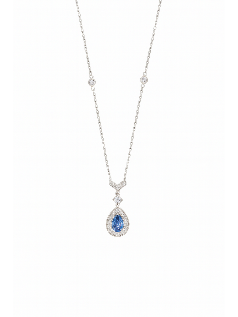 Maravilloso Collar Tanzanita y Diamantes en Oro Blanco 18K 1