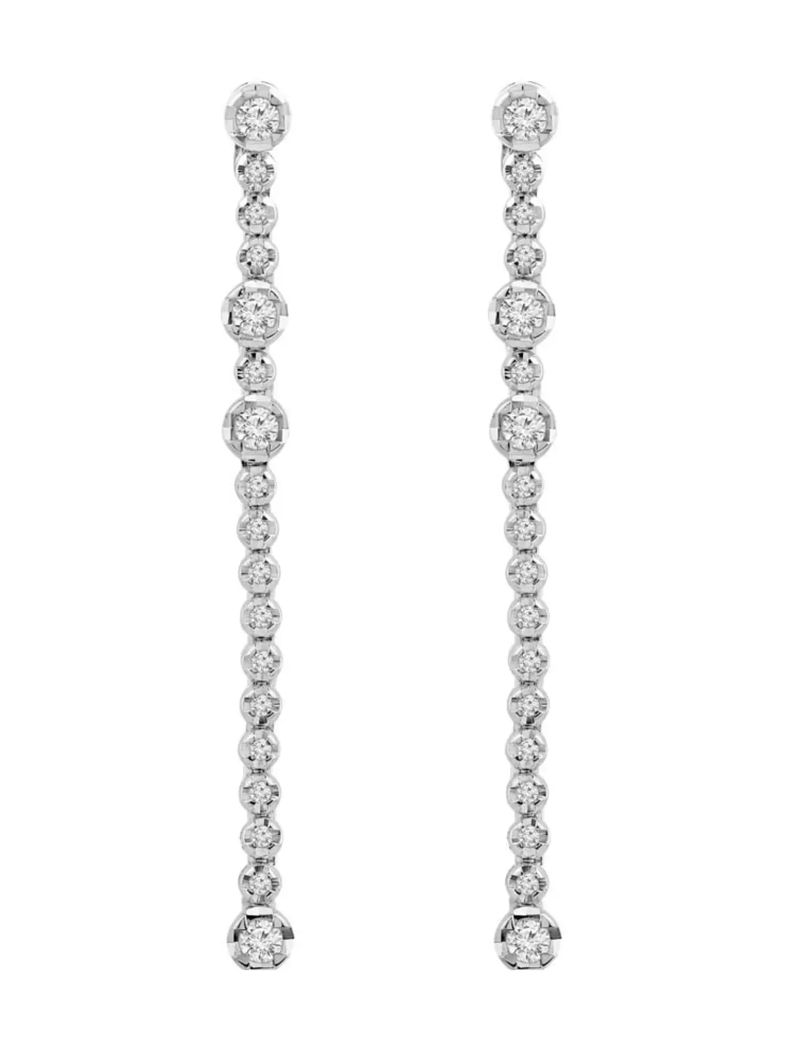 Soñados Aros Largos Diamantes en Oro Blanco 18K 1
