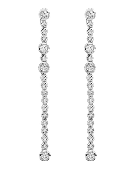 Soñados Aros Largos Diamantes en Oro Blanco 18K