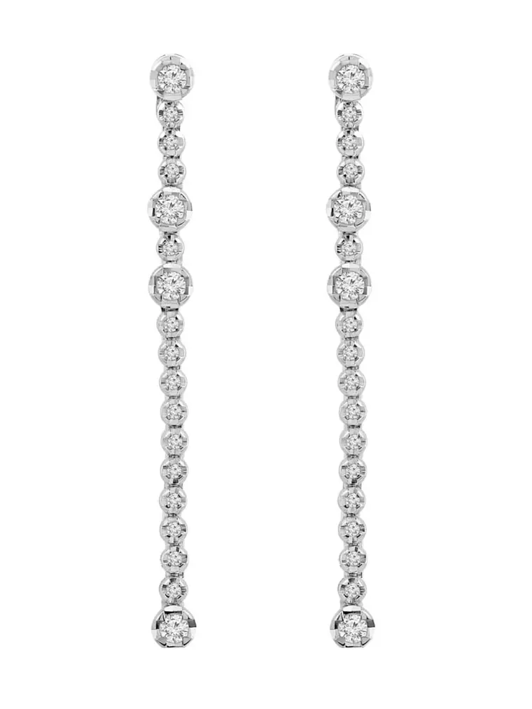 Soñados Aros Largos Diamantes en Oro Blanco 18K 1