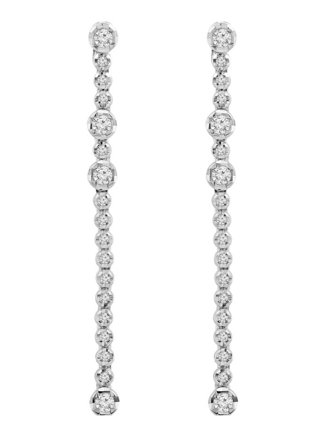 Soñados Aros Largos Diamantes en Oro Blanco 18K 1