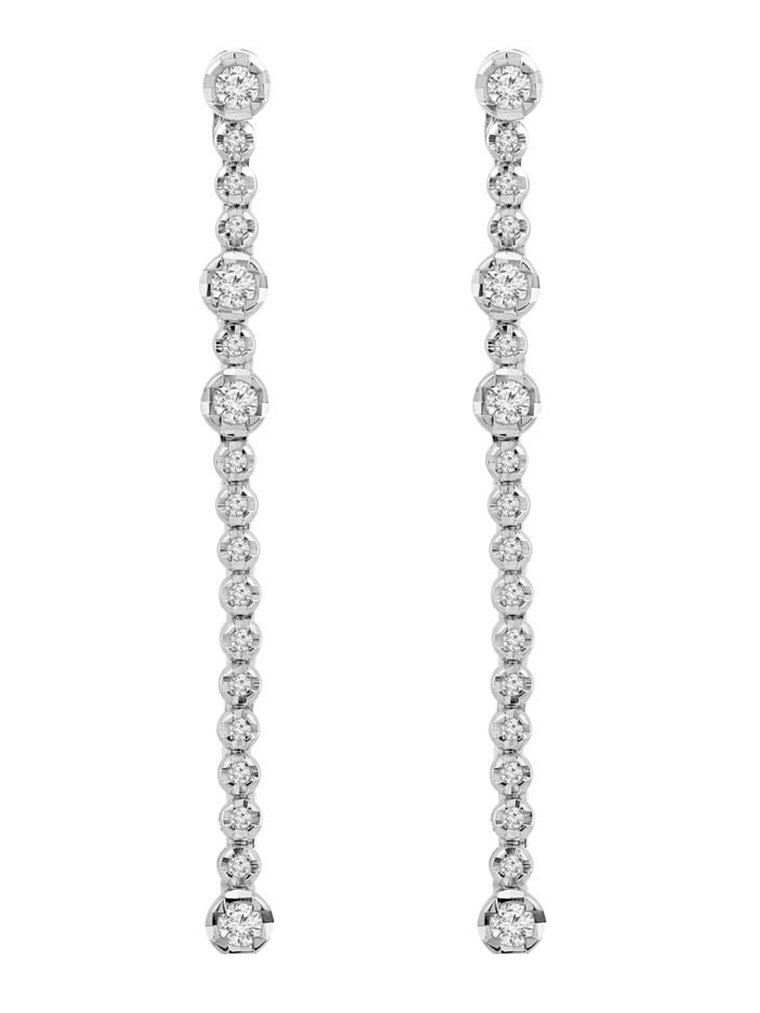 Soñados Aros Largos Diamantes en Oro Blanco 18K 1