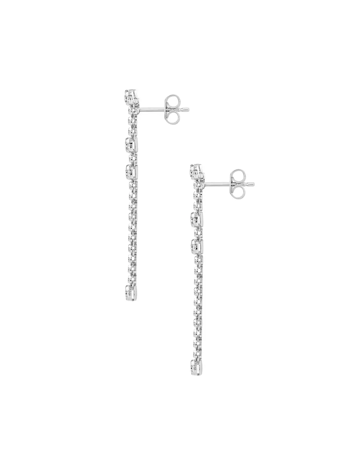 Soñados Aros Largos Diamantes en Oro Blanco 18K 2