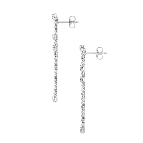 Soñados Aros Largos Diamantes en Oro Blanco 18K