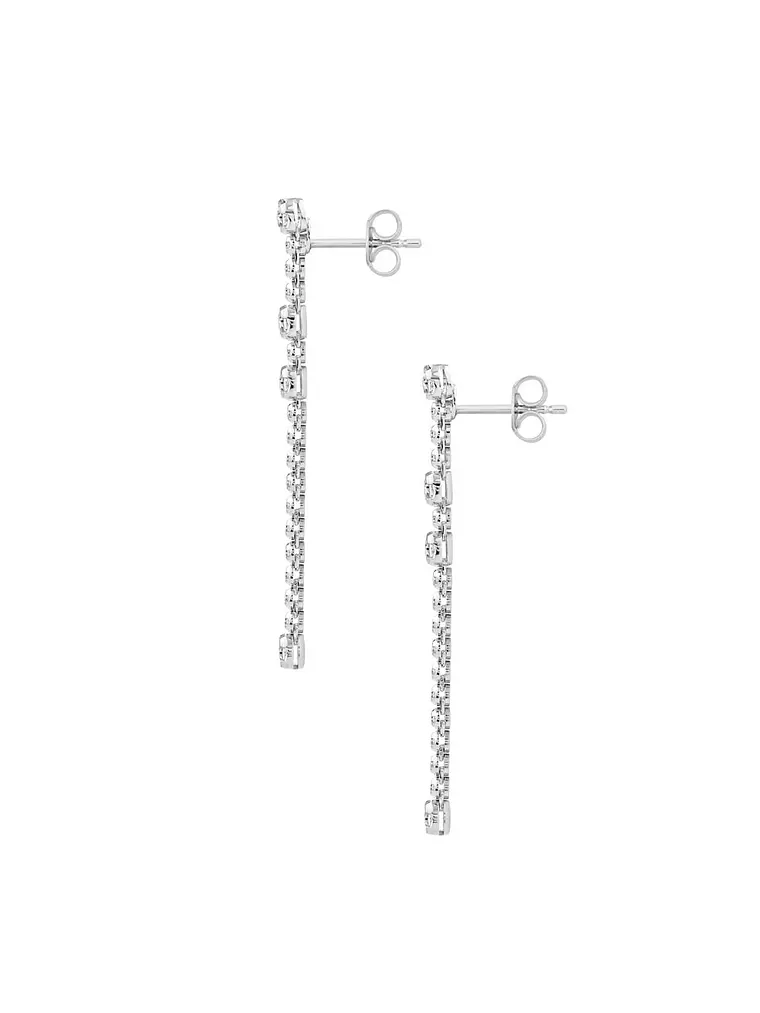 Soñados Aros Largos Diamantes en Oro Blanco 18K 2
