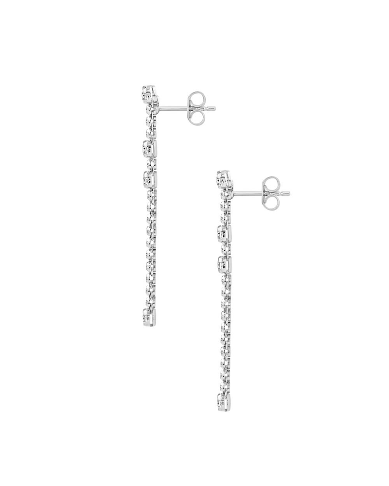 Soñados Aros Largos Diamantes en Oro Blanco 18K