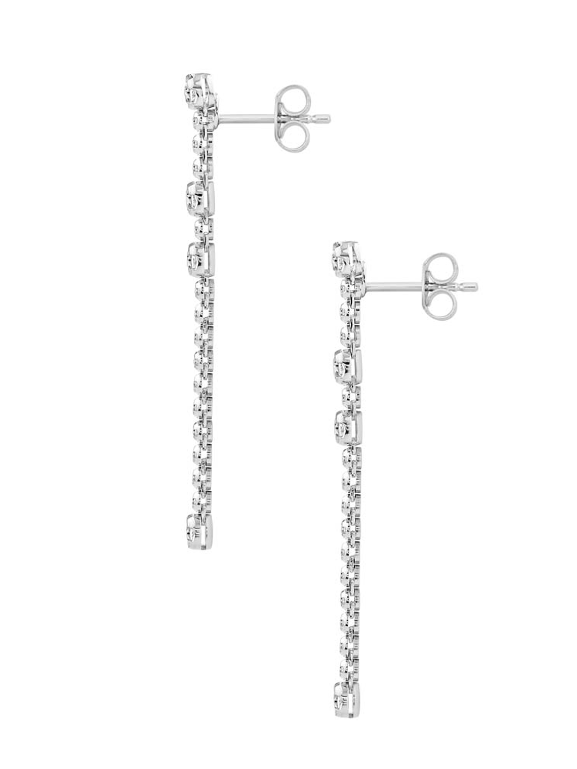 Soñados Aros Largos Diamantes en Oro Blanco 18K 2