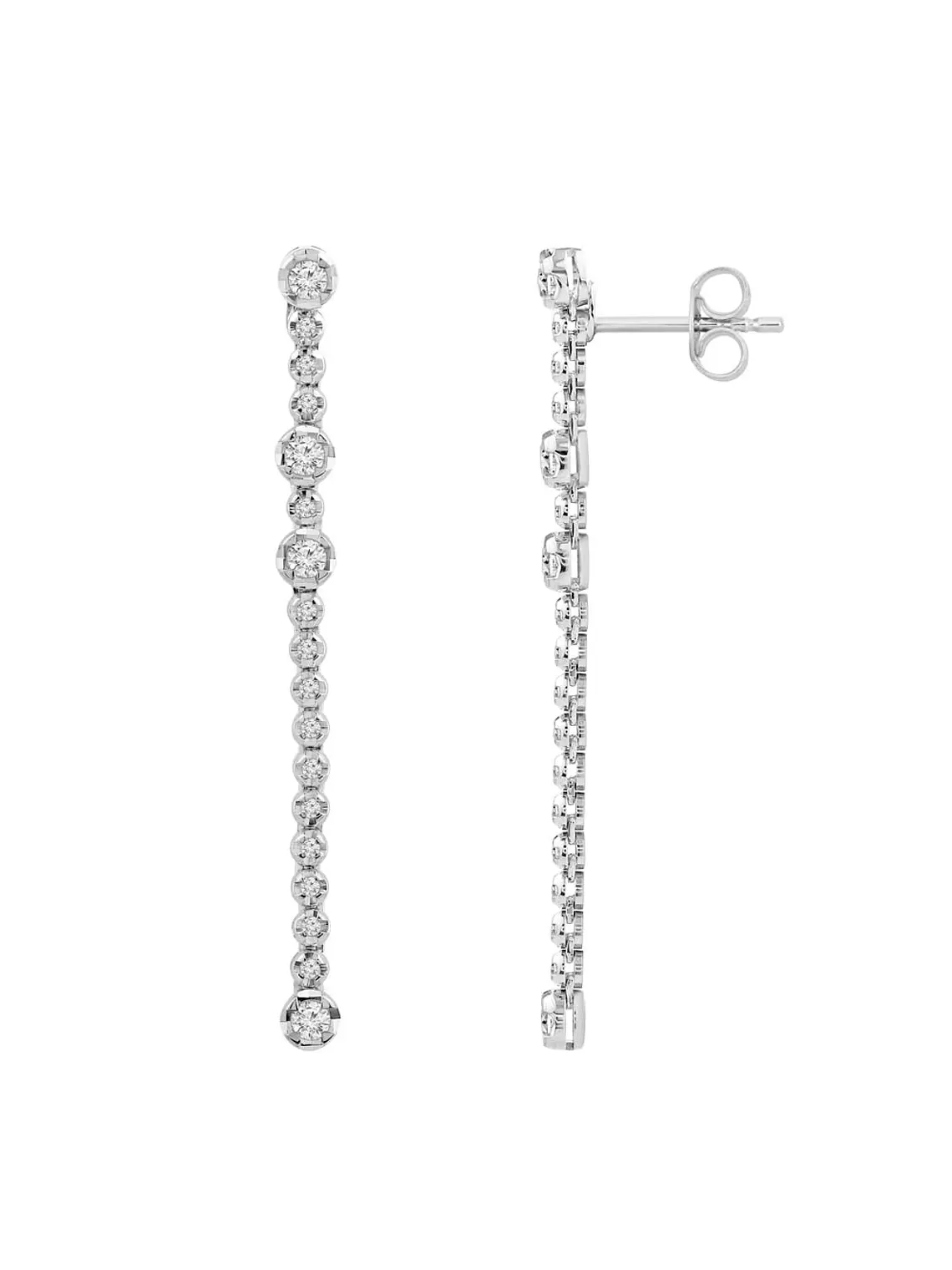 Soñados Aros Largos Diamantes en Oro Blanco 18K 3