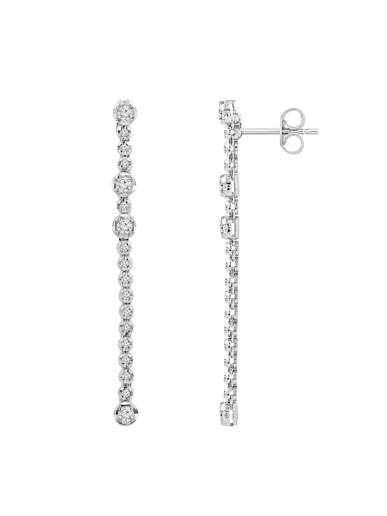 Soñados Aros Largos Diamantes en Oro Blanco 18K 3