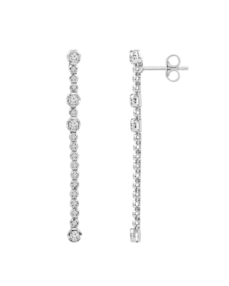 Soñados Aros Largos Diamantes en Oro Blanco 18K