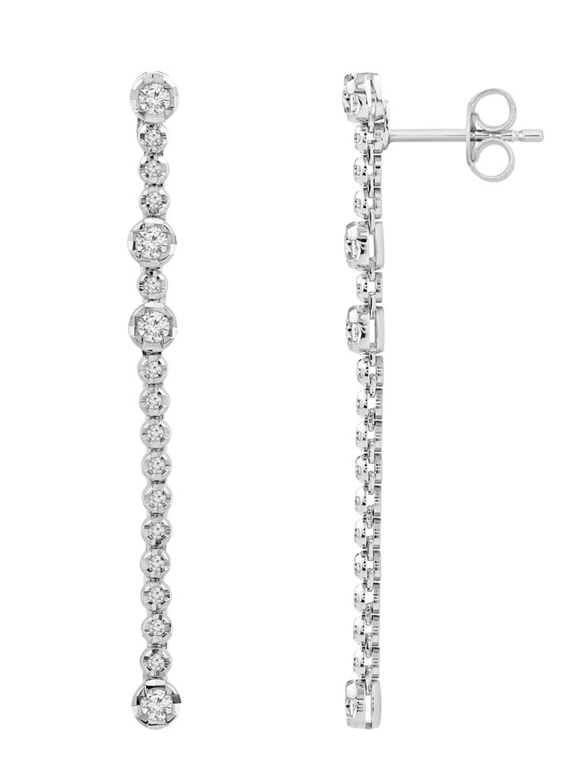 Soñados Aros Largos Diamantes en Oro Blanco 18K 3