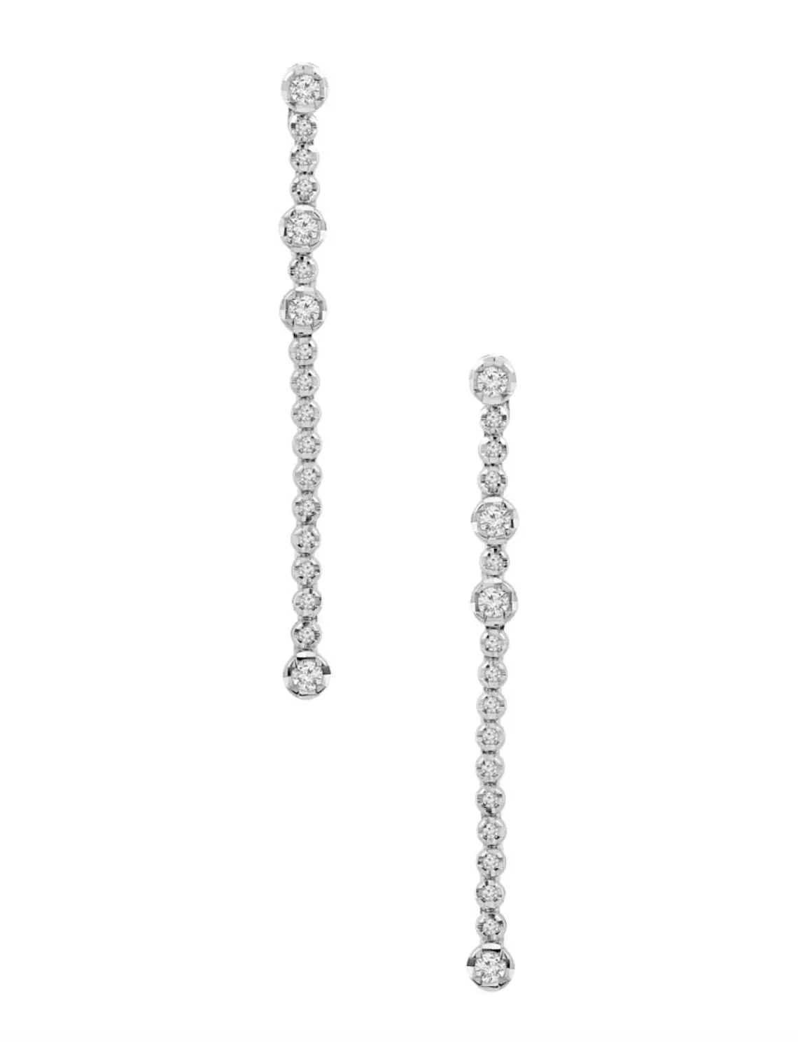 Soñados Aros Largos Diamantes en Oro Blanco 18K 4