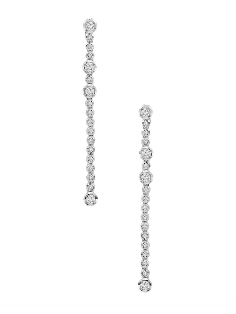 Soñados Aros Largos Diamantes en Oro Blanco 18K 4