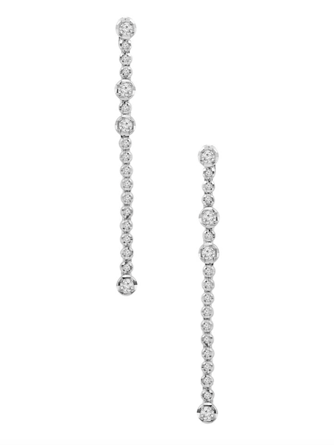 Soñados Aros Largos Diamantes en Oro Blanco 18K 4