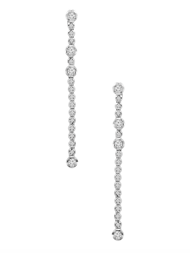 Soñados Aros Largos Diamantes en Oro Blanco 18K 4