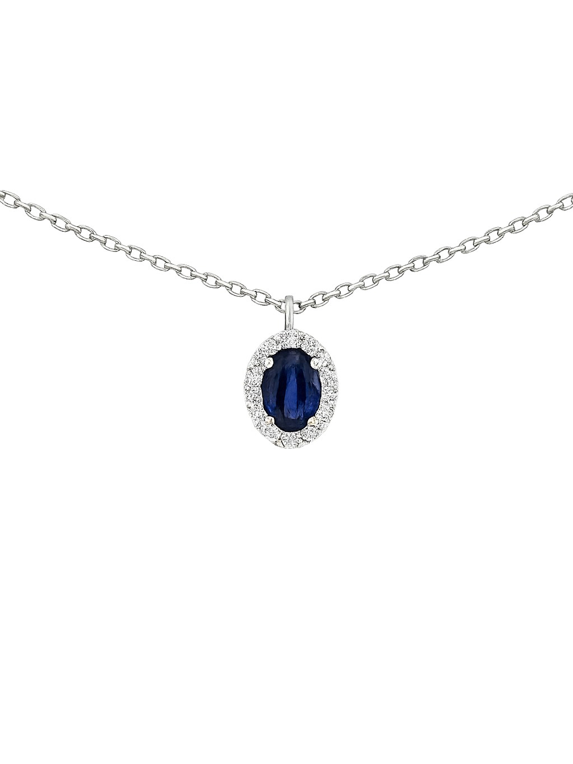 Delicado Collar Zafiro y Diamantes en Oro Blanco 18K 1