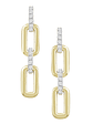 Preciosos Aros Largos Eslabones Diamantes en Oro Amarillo 18K - Miniatura 1