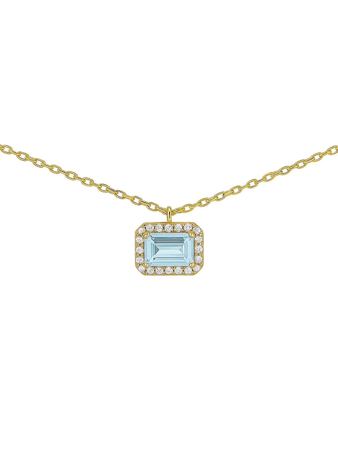 Delicado Collar Aguamarina y Diamantes en Oro Amarillo 18K 1
