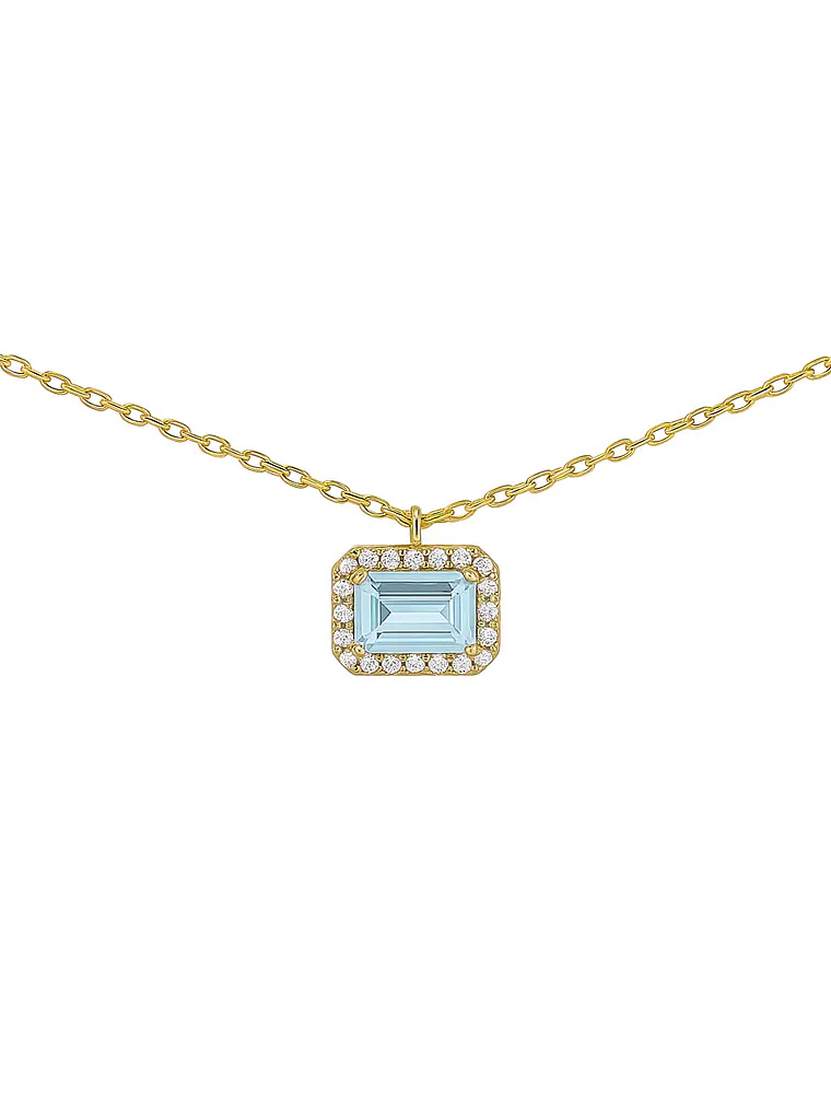 Delicado Collar Aguamarina y Diamantes en Oro Amarillo 18K 4