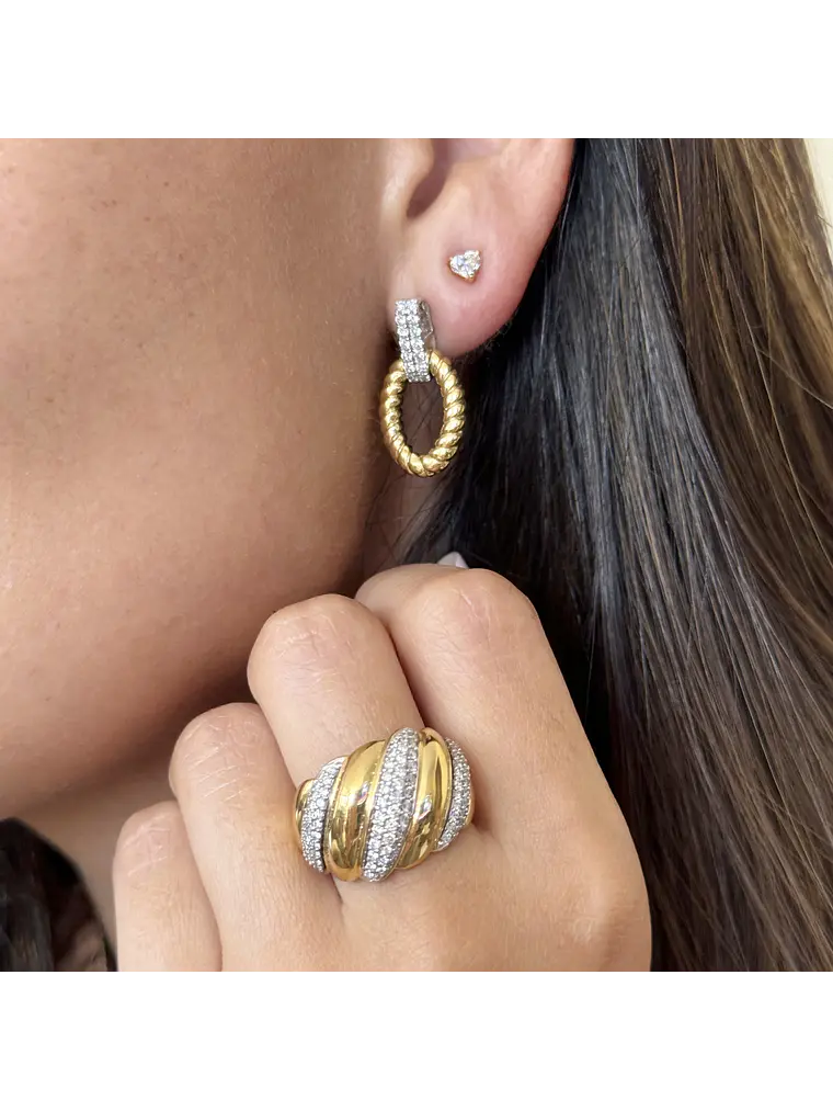 Imponente Maxi Anillo Diamantes y Oro Amarillo 18K 7