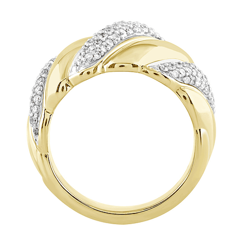 Imponente Maxi Anillo Diamantes y Oro Amarillo 18K