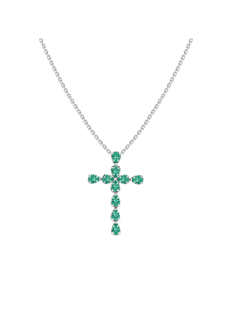 Collar Esmeralda y Diamantes en Oro Blanco 18K 1