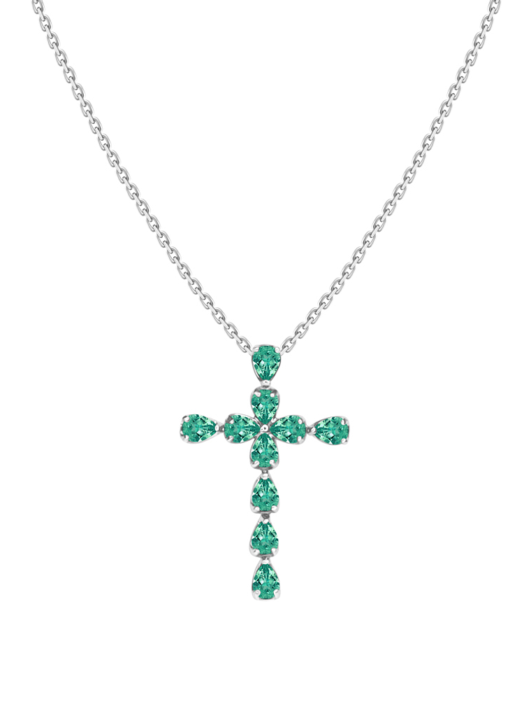 Collar Esmeralda y Diamantes en Oro Blanco 18K 1