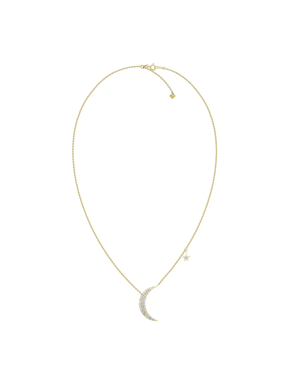 Collar Luna y Estrella Diamantes en Oro Amarillo 18K 2