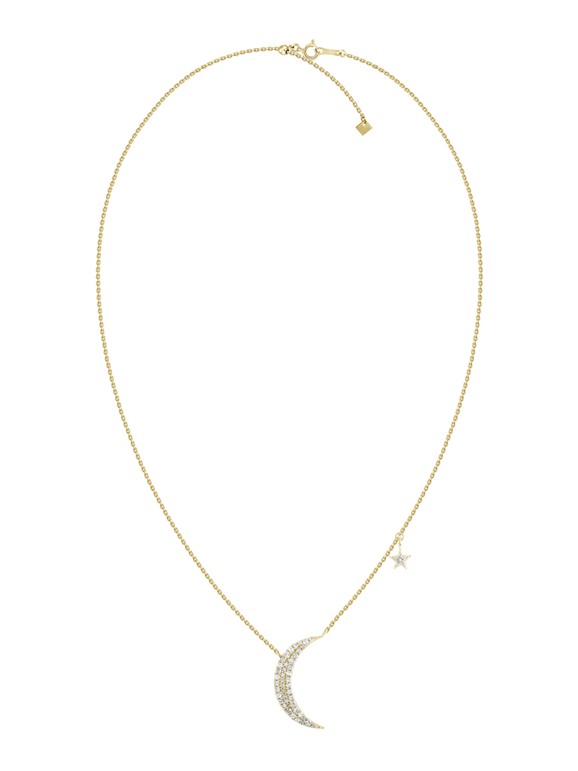 Collar Luna y Estrella Diamantes en Oro Amarillo 18K 2