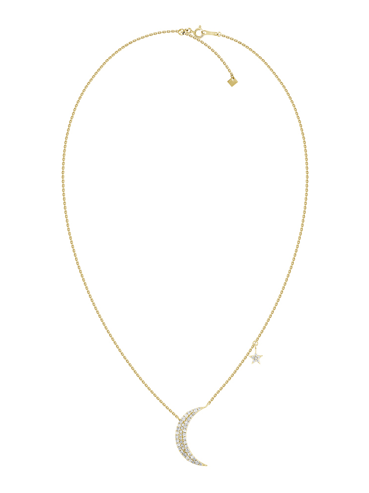 Collar Luna y Estrella Diamantes en Oro Amarillo 18K 2
