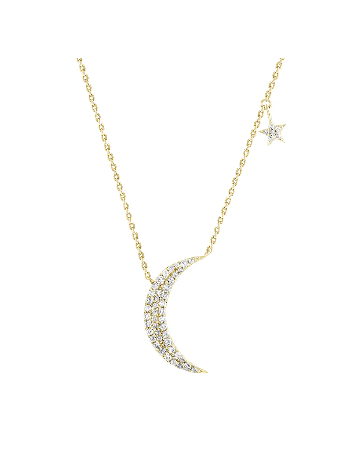 Collar Luna y Estrella Diamantes en Oro Amarillo 18K 1