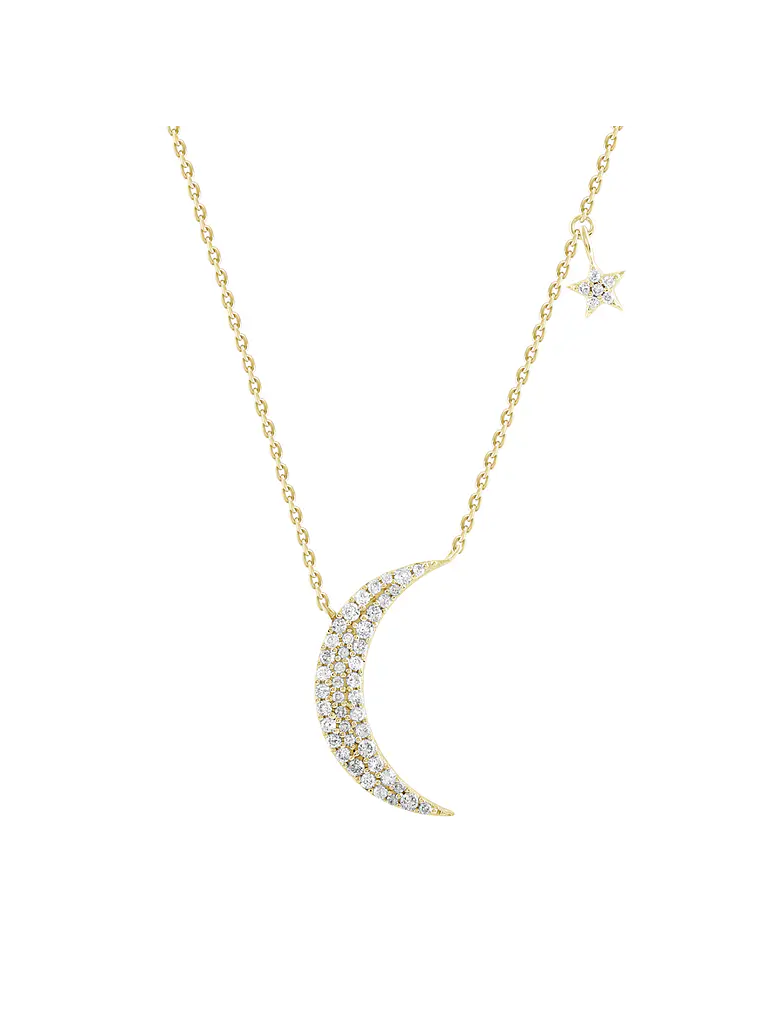 Collar Luna y Estrella Diamantes en Oro Amarillo 18K 1