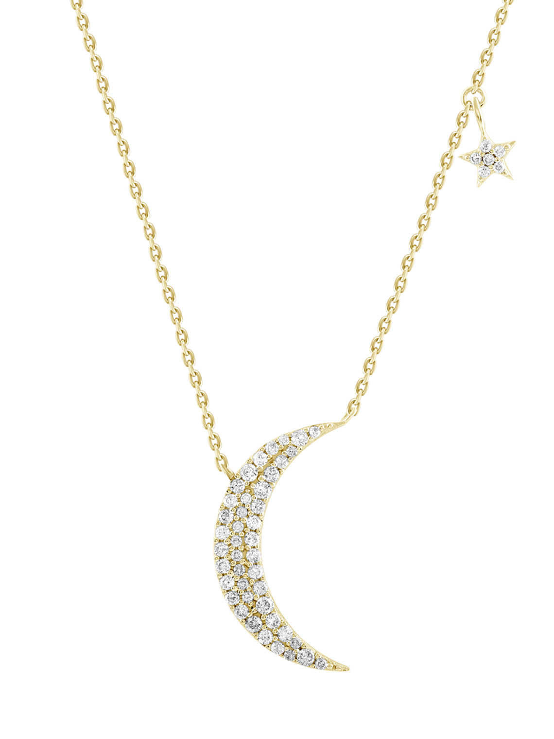 Collar Luna y Estrella Diamantes en Oro Amarillo 18K 1