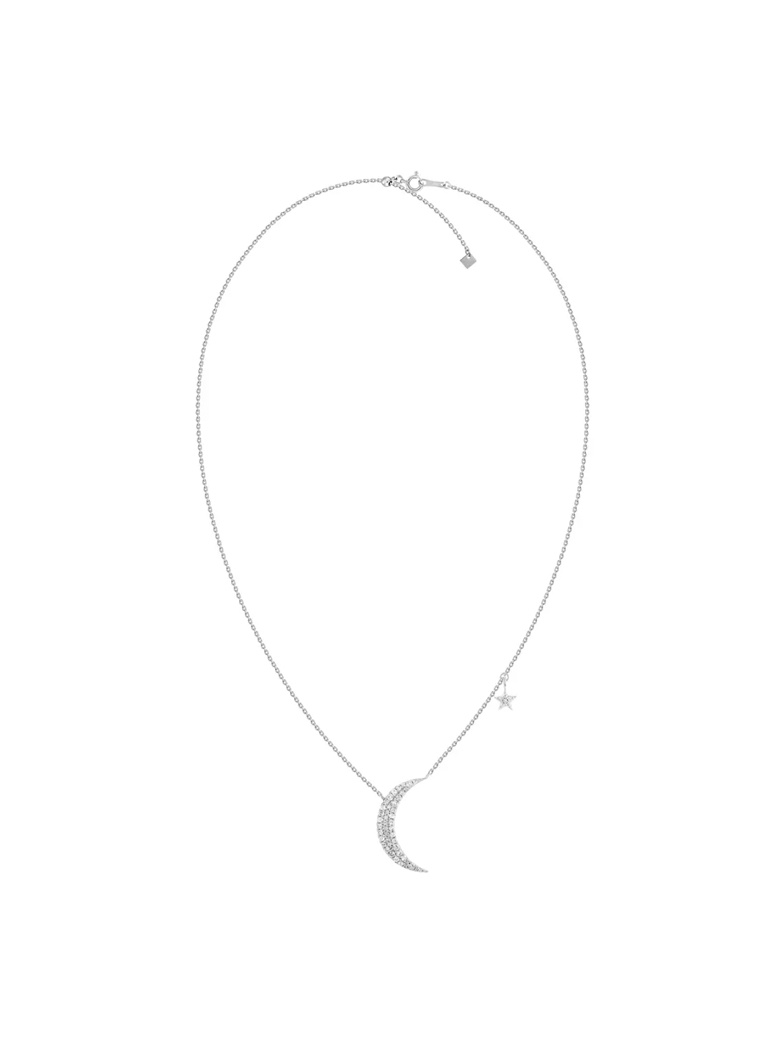 Collar Luna y Estrella Diamantes en Oro Blanco 18K 2