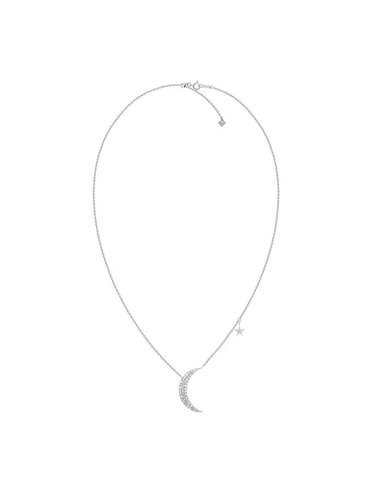 Collar Luna y Estrella Diamantes en Oro Blanco 18K 2