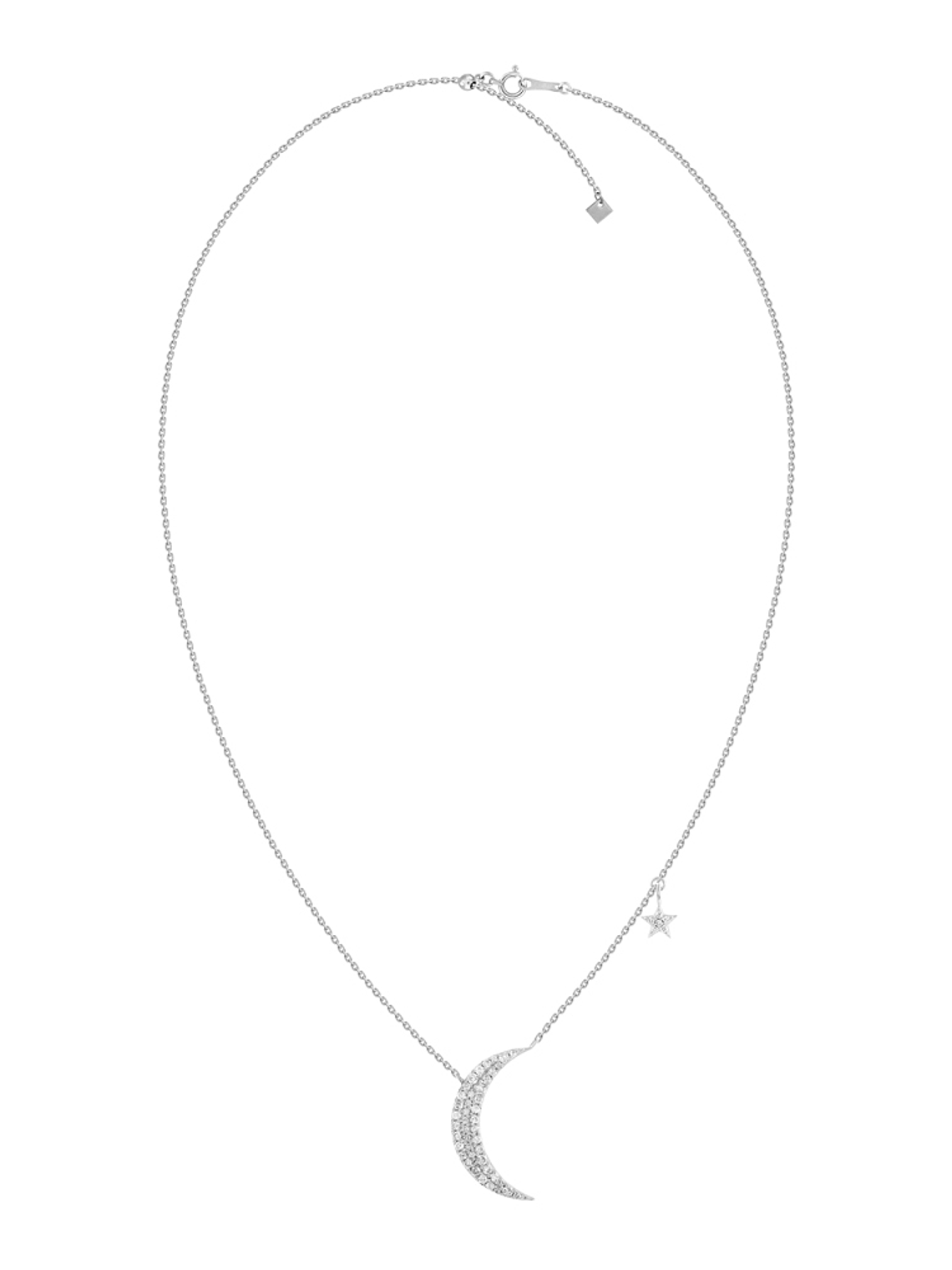 Collar Luna y Estrella Diamantes en Oro Blanco 18K 2