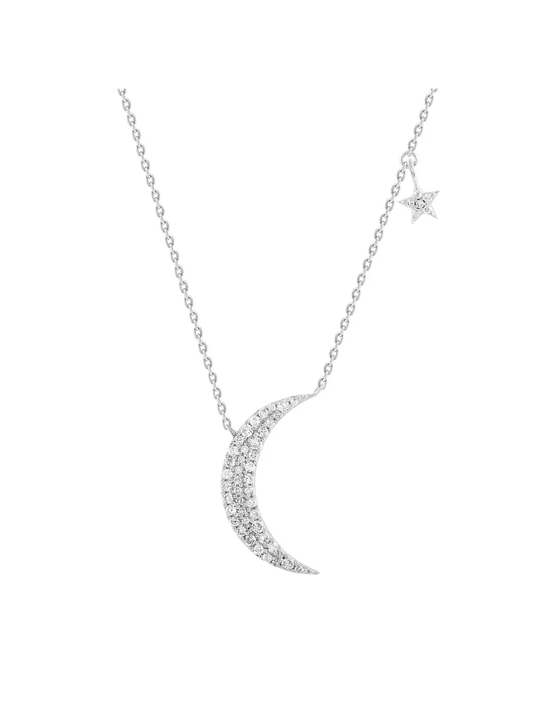 Collar Luna y Estrella Diamantes en Oro Blanco 18K 1