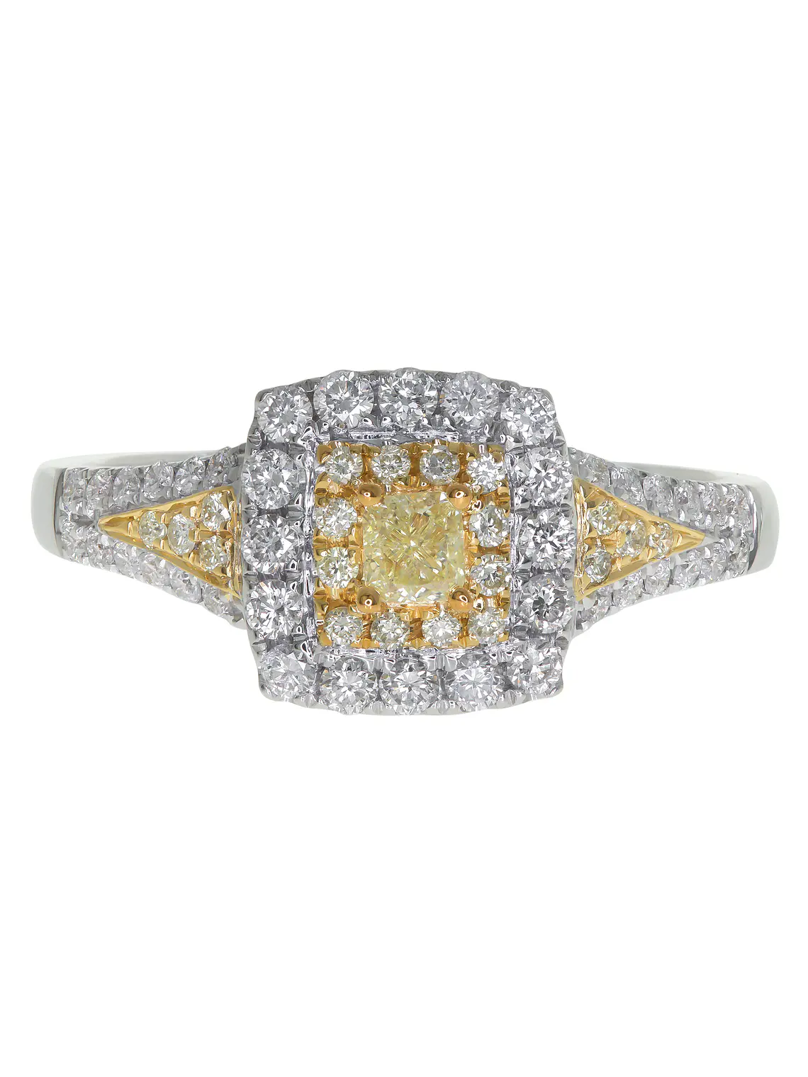 Anillo Solitario Diamante Fancy Yellow Natural Oro Blanco 18k 1