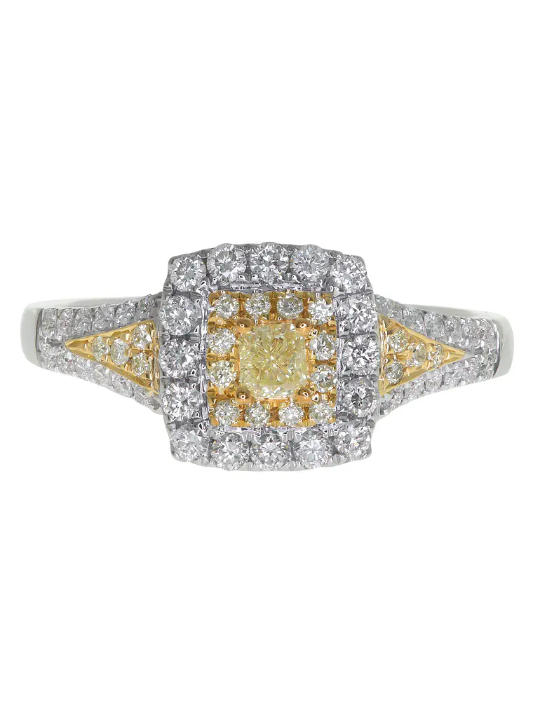 Anillo Solitario Diamante Fancy Yellow Natural Oro Blanco 18k 3