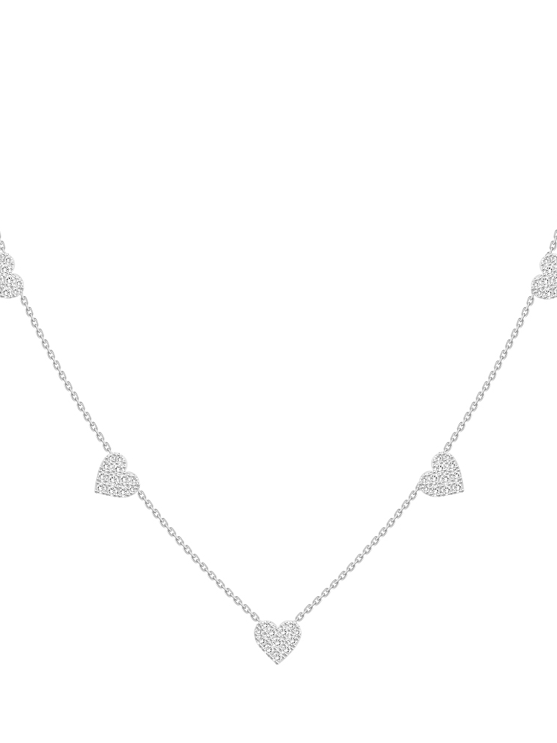 Collar 5 Corazones Diamantes Colgantes en Oro Blanco 18K 1