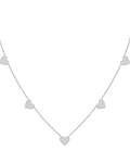Collar 5 Corazones Diamantes Colgantes en Oro Blanco 18K