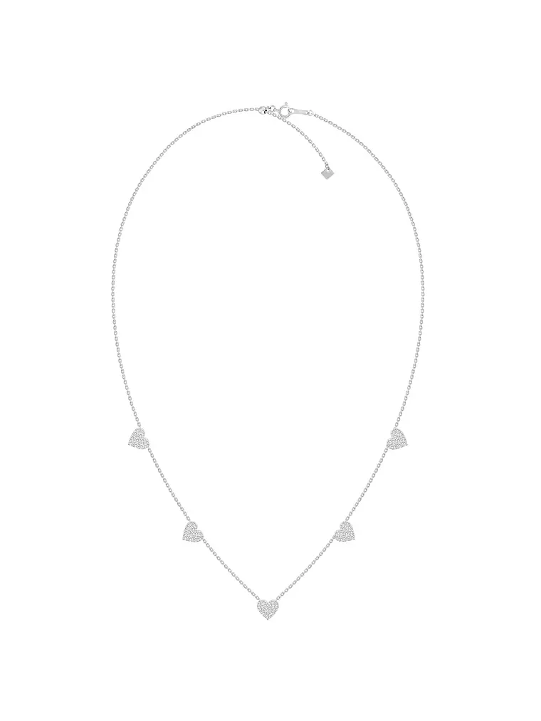 Collar 5 Corazones Diamantes Colgantes en Oro Blanco 18K 2