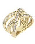 Anillo Cintillo Moderno Multi Capas Diamantes Oro Amarillo 18K