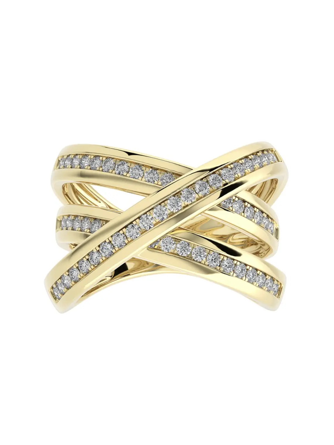 Anillo Cintillo Moderno Multi Capas Diamantes Oro Amarillo 18K 1