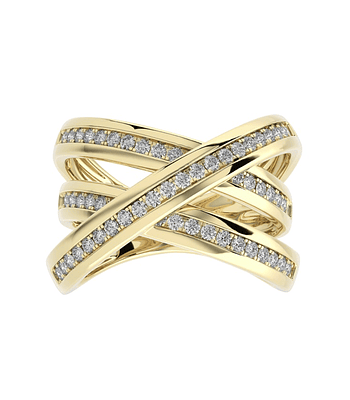 Anillo Cintillo Moderno Multi Capas Diamantes Oro Amarillo 18K