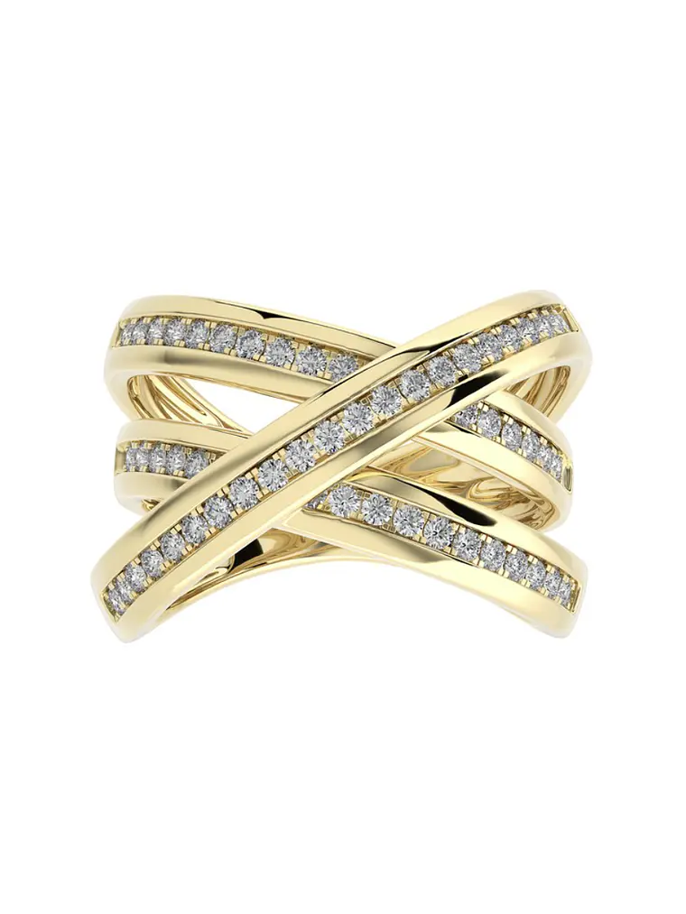 Anillo Cintillo Moderno Multi Capas Diamantes Oro Amarillo 18K 1