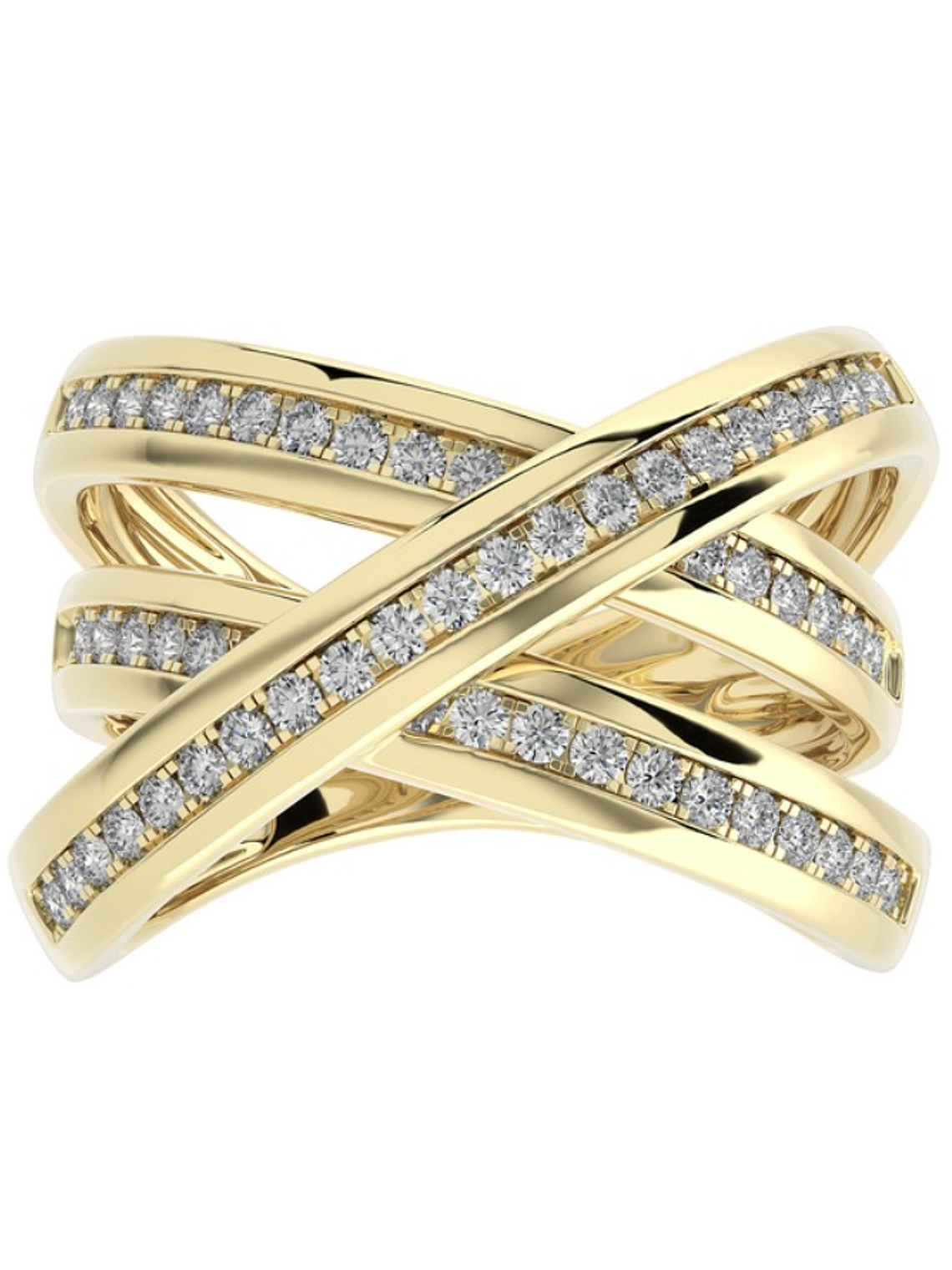 Anillo Cintillo Moderno Multi Capas Diamantes Oro Amarillo 18K 1